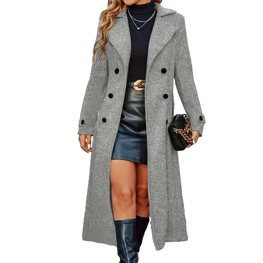 Winter Coat Women Coat Women'S Long Wool Coat Double-Breasted Peacoat Classic Notch Lapel Trench for Fall Winter Casual Overcoat