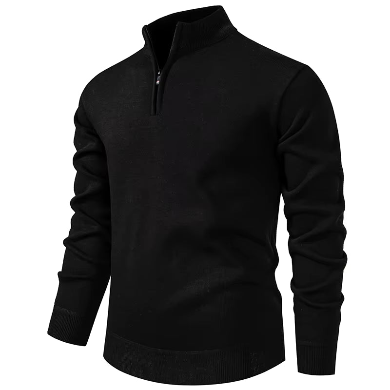 Autumn and Winter Men'S Casual Joker Half Zipper plus Velvet Padded Pullover Sweater Coat
