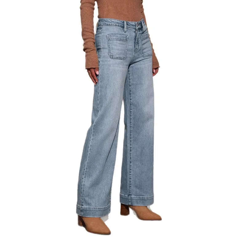 High-Waisted Women'S Jeans for Spring 2026 New Style Featuring Slimming Wide-Leg and Retro Charm Straight-Leg Pants