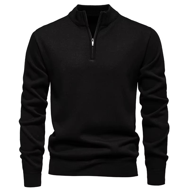 Autumn and Winter Men'S Casual Joker Half Zipper plus Velvet Padded Pullover Sweater Coat