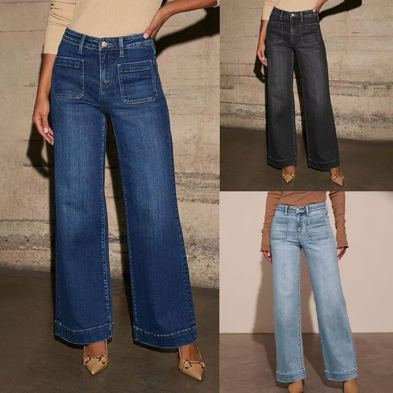 High-Waisted Women'S Jeans for Spring 2026 New Style Featuring Slimming Wide-Leg and Retro Charm Straight-Leg Pants