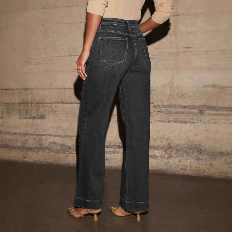 High-Waisted Women'S Jeans for Spring 2026 New Style Featuring Slimming Wide-Leg and Retro Charm Straight-Leg Pants