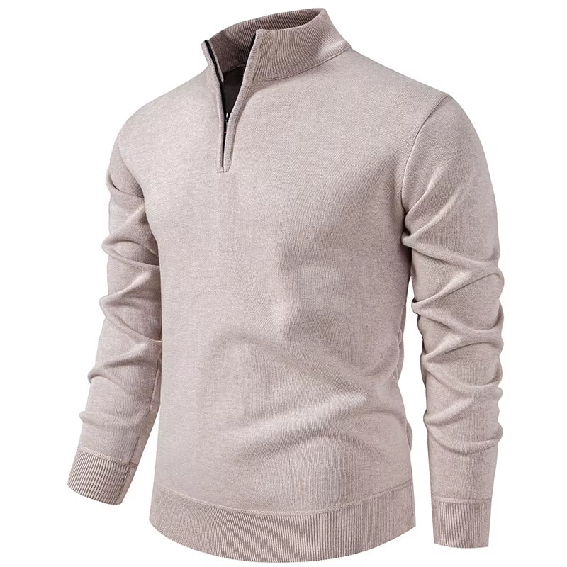 Autumn and Winter Men'S Casual Joker Half Zipper plus Velvet Padded Pullover Sweater Coat