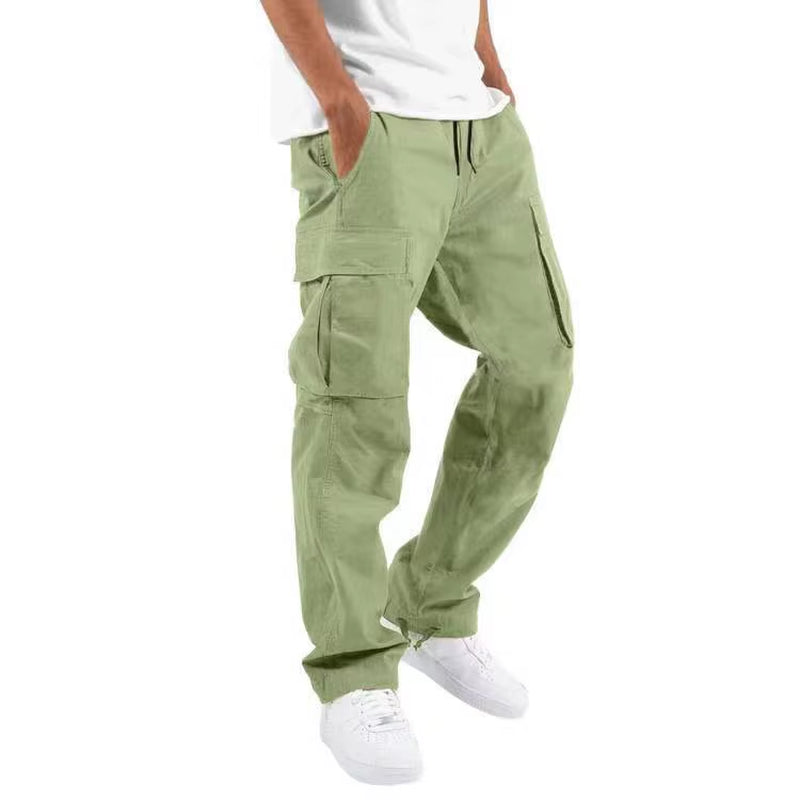 New Summer Men'S Work Pants European and American Independent Station Foreign Trade Drawstring Multi-Pocket Casual Trousers